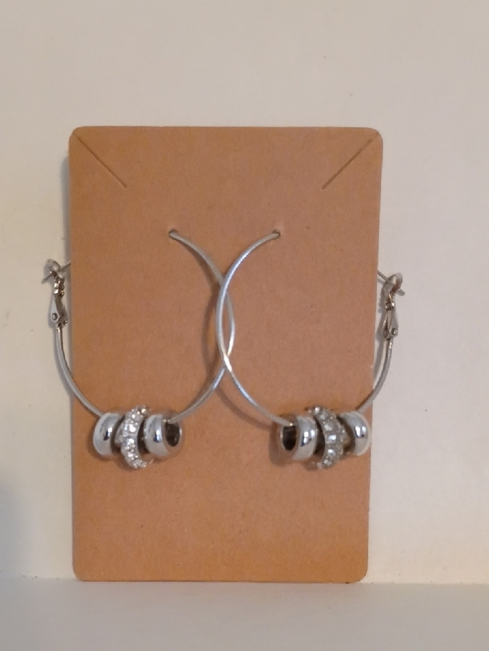 Silver Hoop Earrings Beaded Charm Dangle Hoops Lightweight Statement